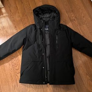 Men’s Abercrombie and Fitch, black parka down jacket, size extra small